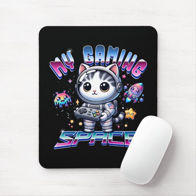 TAPIS DE SOURIS MON ESPACE DE JEUX - KAWAII SPACE CAT (Avec souris)