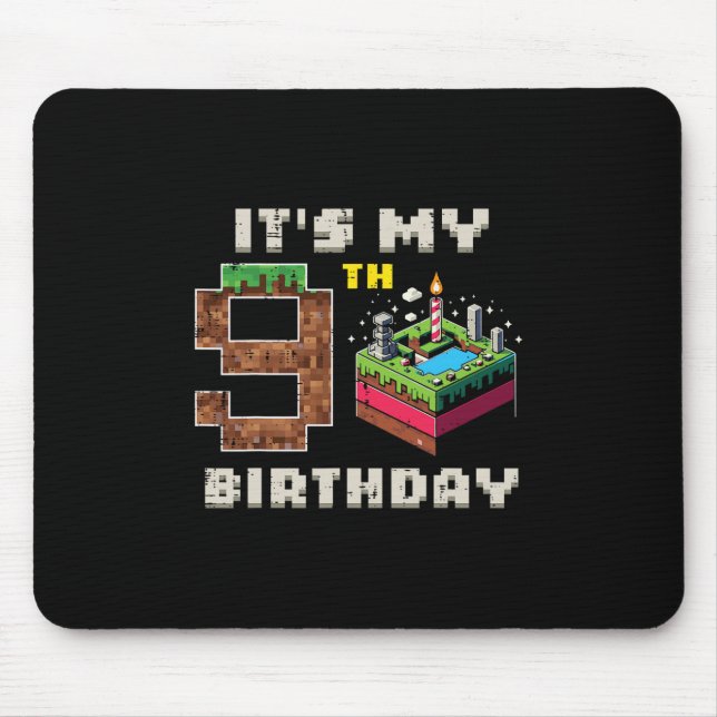 Tapis De Souris Mon jeu pixel de 9 ans pour mon 9ème anniversaire  (Devant)
