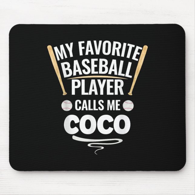 Tapis De Souris Mon Joueur De Baseball Préféré M'Appelle Coco (Devant)