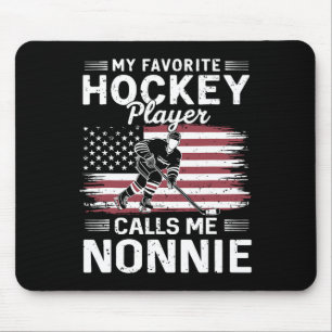 Tapis De Souris Mon joueur de hockey préféré m'appelle Nonnie Drap