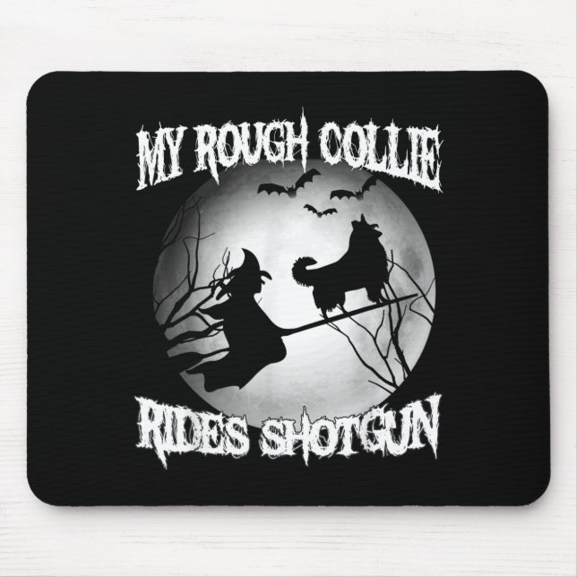 Tapis De Souris Mon Rough Collie monte tiré Halloween (Devant)