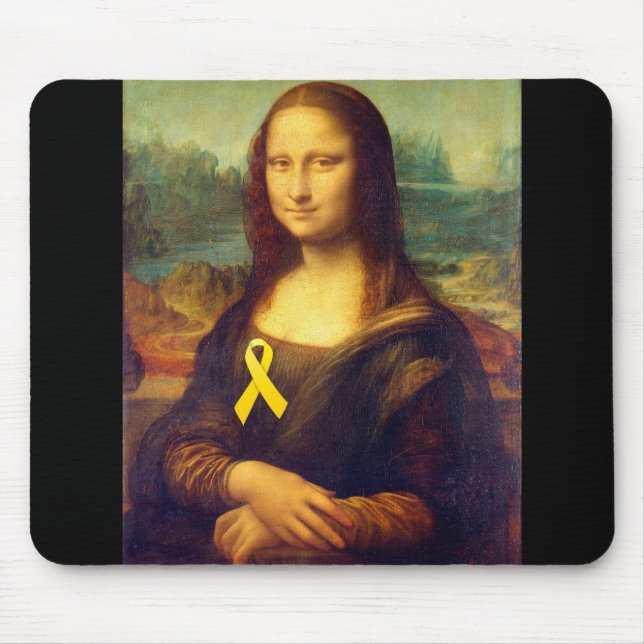 Tapis De Souris Mona Lisa Au Ruban Jaune (Devant)