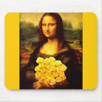 Mona Lisa Avec Bouquet De Roses Jaunes