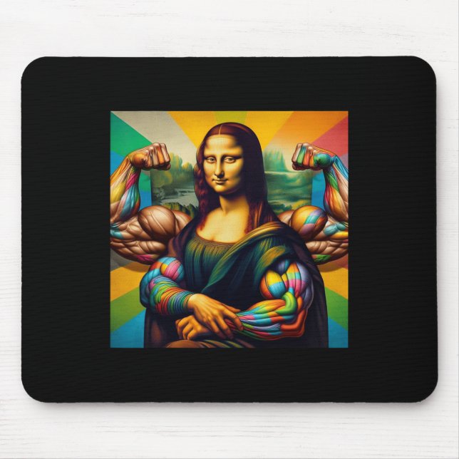 Tapis De Souris Mona Lisa Bodybuilding Funny Cadeau 2 (Devant)