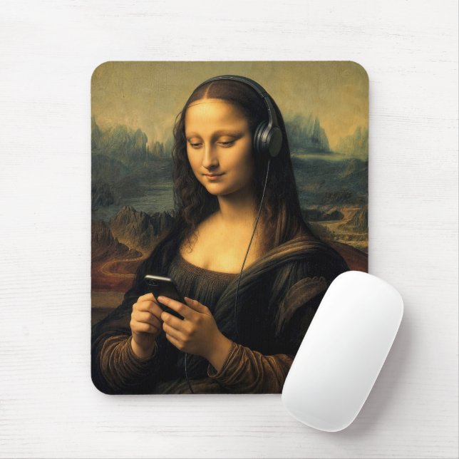 Tapis De Souris Mona Lisa moderne avec smartphone (Avec souris)