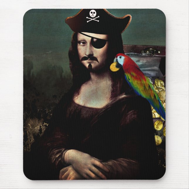Tapis De Souris Mona Lisa Pirate avec Moustache (Devant)
