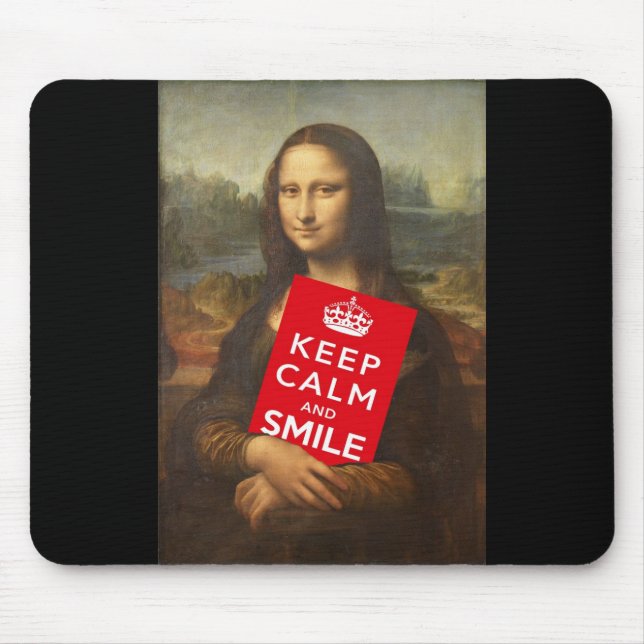 Tapis De Souris Mona Lisa Restez Calme Et Souriez (Devant)