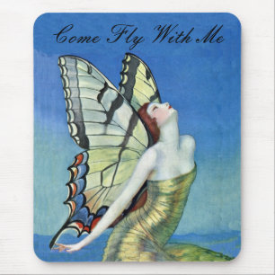 Tapis De Souris Monarch Butterfly Fairy Wearing Golden Dress