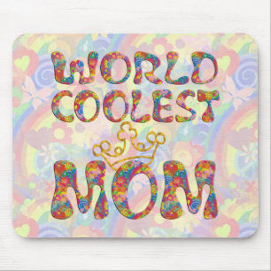 Tapis De Souris Monde Coolest Maman feu de puissance de fleur