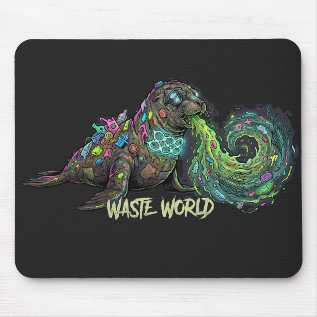 Tapis de Souris Monde Déchet – Éco Protestation (Devant)