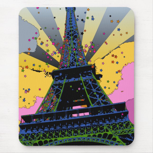 Tapis De Souris Monde psychédélique : Tour Eiffel, Paris France A1 (Devant)