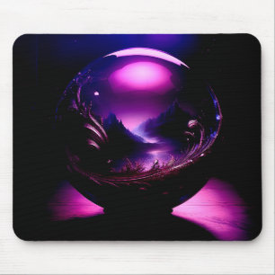 Tapis De Souris Monde Violet Transparent Avec Paysage Montagneux