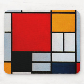 Tapis De Souris Mondrian - Composition avec grand plan rouge