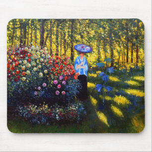 Tapis De Souris Monet Woman avec un parasol dans le jardin