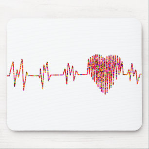 Tapis De Souris Moniteur Cardiac EKG avec coeur