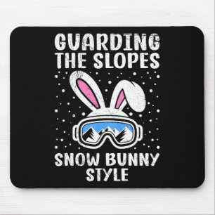 Tapis De Souris Moniteur de ski gardant les pentes style Snow Bunn