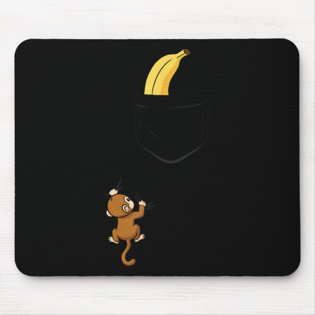Tapis De Souris Monkey Climbs For Banana Funny Animal Cket Design  (Devant)