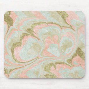 Tapis De Souris Monnaie Motif, corail et olive en marbre doux