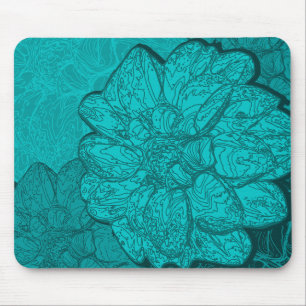 Tapis De Souris Monochromatique Turquoise Turquoise & Aqua Dahlia 