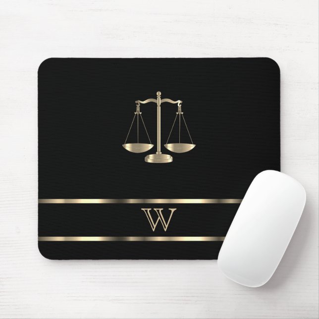 Tapis De Souris Monogram Black and Gold - Avocat (Avec souris)