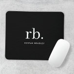 Tapis De Souris Monogram Classic Elegant Minimum Black and White<br><div class="desc">A minimalist monogram design with large typographiy initials in a classic font with your name below on black background. Le Parfait Custom vend des accessoires !</div>