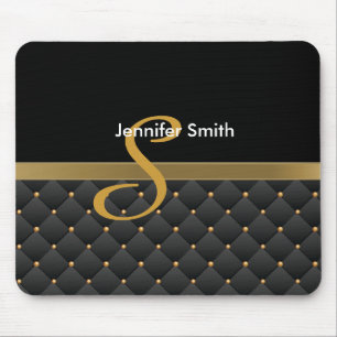 Tapis De Souris Monogram Dark Gold & Black Motif Design
