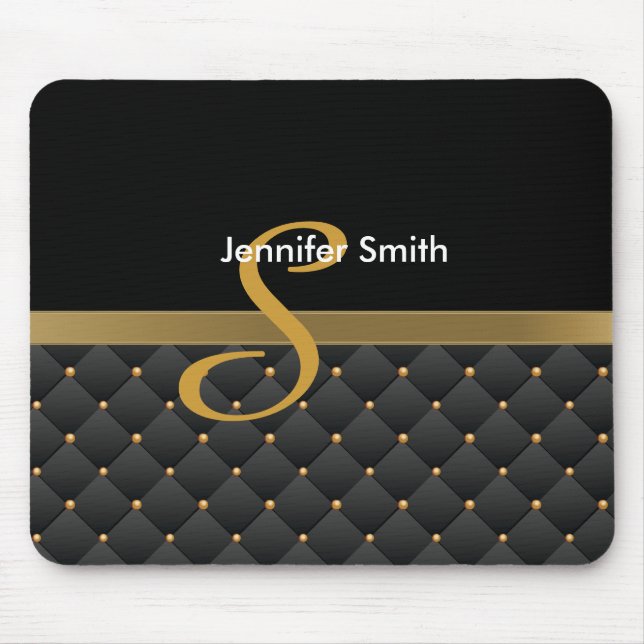 Tapis De Souris Monogram Dark Gold & Black Motif Design (Devant)