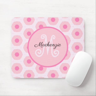 Tapis De Souris Monogram de Pink Circle Dots