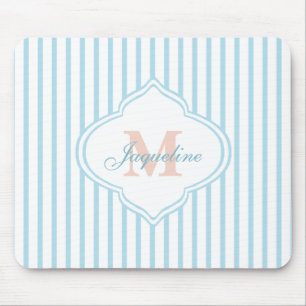 Tapis De Souris Monogramme à bande Turquoise légère