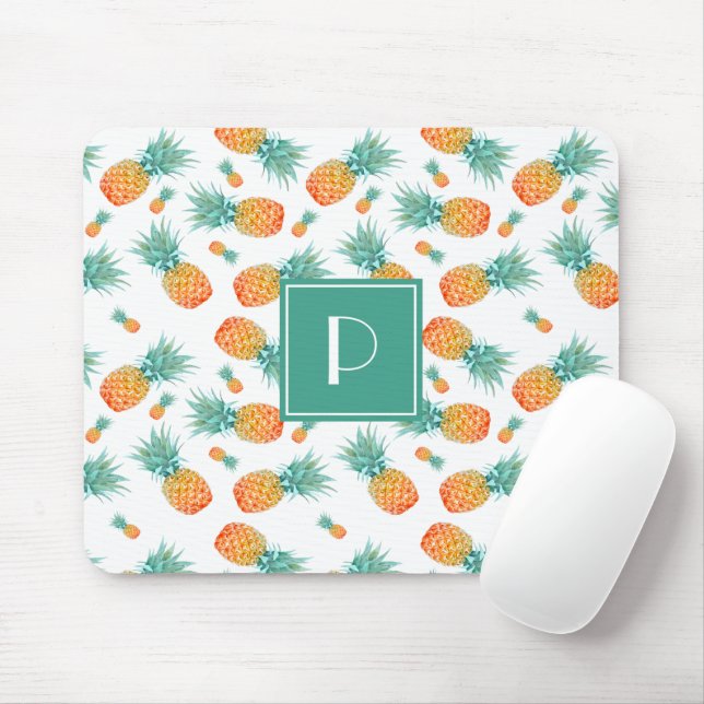 Tapis De Souris Monogramme à motif de fruit d'ananas mignon (Avec souris)