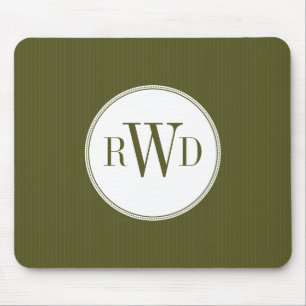 Tapis De Souris Monogramme à rayures d'olive Mousepad