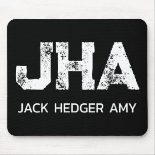 TAPIS DE SOURIS MONOGRAMME À TROIS LETTRES BLANC MINIMALISTE NOM N