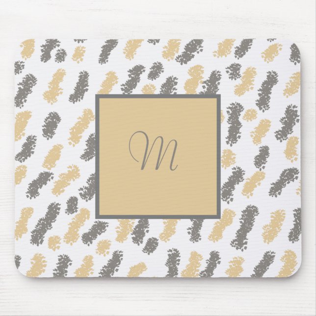 Tapis De Souris Monogramme Abstrait Taupe Souris (Devant)