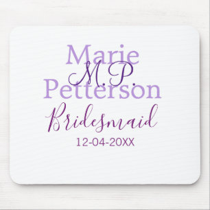 Tapis De Souris Monogramme ajouter nom lettre demoiselle d'honneur