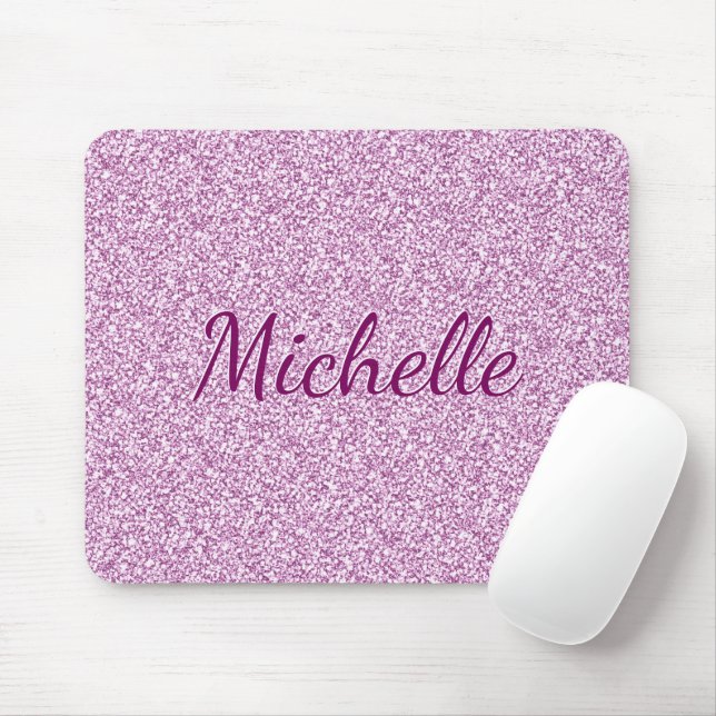 Tapis De Souris Monogramme Ajouter Votre Nom Pink Sparkel (Avec souris)
