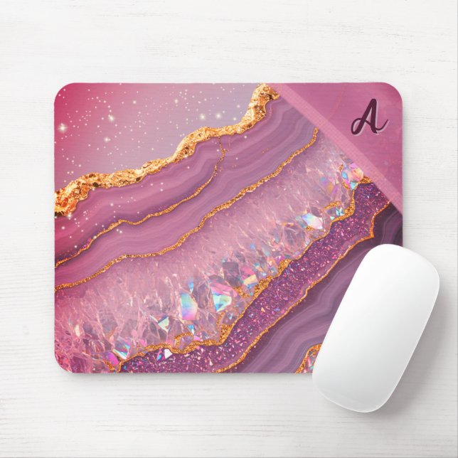 Tapis De Souris Monogramme Améthyste Aurora (Avec souris)