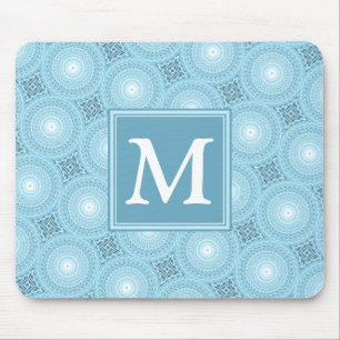 Tapis De Souris Monogramme ange bleu cercles motif