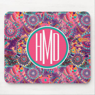 Tapis De Souris Monogramme animal du motif   de style ethnique
