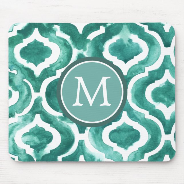 Tapis De Souris Monogramme | Aquamarine Motif IV (Devant)