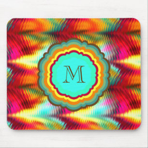 Tapis De Souris Monogramme arc-en-ciel funky et vibrant