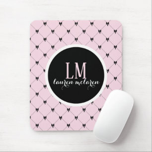 Tapis De Souris Monogramme Arc-en-Rose et Noir
