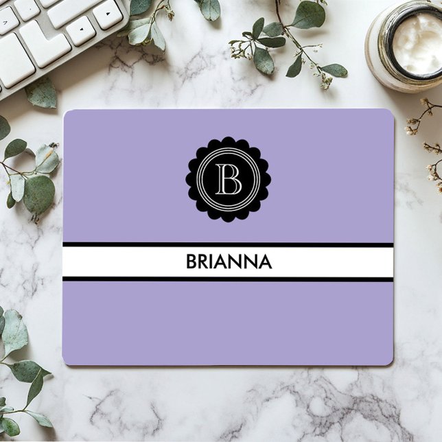 Tapis De Souris Monogramme Aura Indigo et noir (Simple clean classic modern Aura Indigo Mousepad)