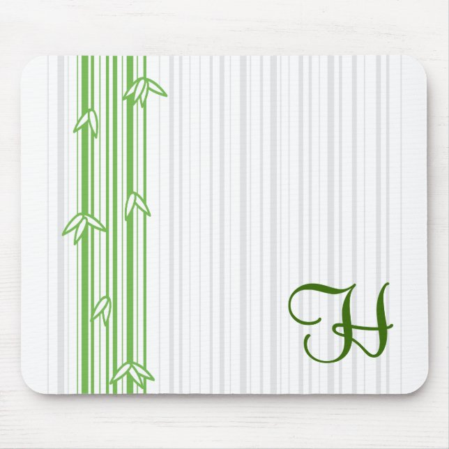 Tapis De Souris Monogramme avec l'arrière - plan en bambou - (Devant)