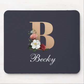 Tapis De Souris Monogramme B, joli design floral,