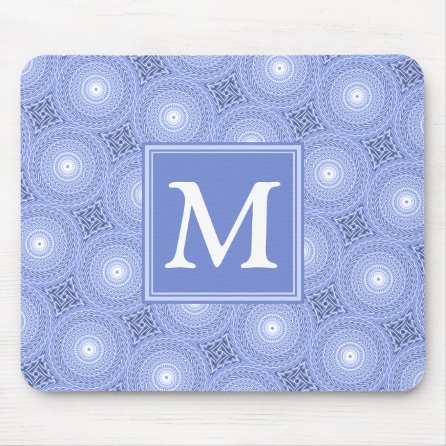 Tapis De Souris Monogramme bleu cercles motif (Devant)