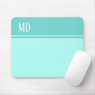 Tapis De Souris Monogramme bleu Turquoise simple et joli