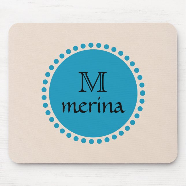Tapis De Souris Monogramme Blue Turquoise Gold Circle (Devant)