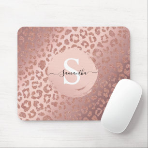 Tapis De Souris Monogramme Brosse Pailletée Imprimé Animal Glam Ro