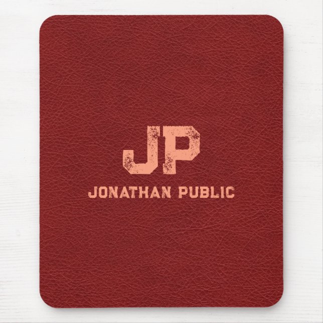 Tapis De Souris Monogramme Brown en cuir désorganisé vertical (Devant)