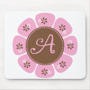 Tapis De Souris Monogramme Brown et rose A